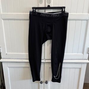 Mens Nike Pro Black Leggings with White Accents